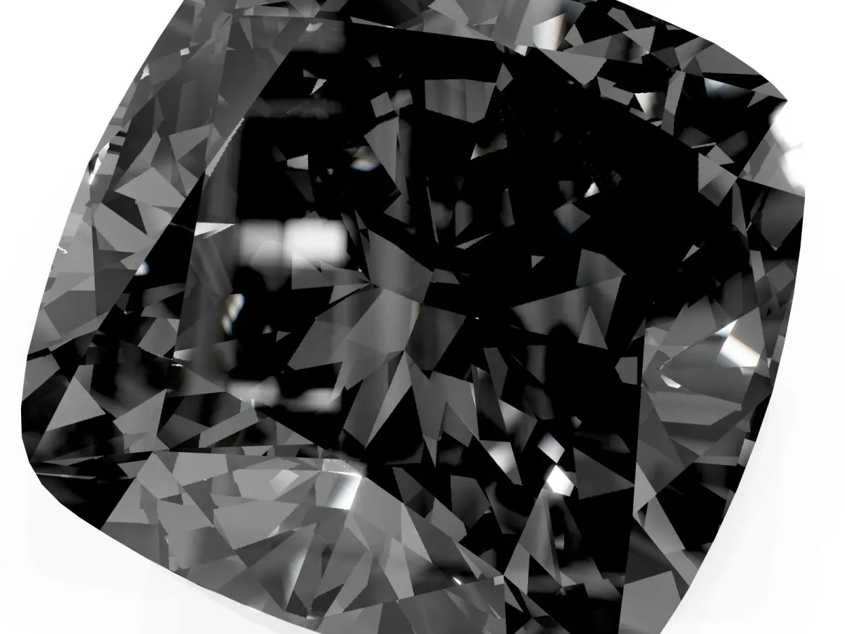 Fancy Black Cushion Cut Solitaire Engagement Ring with Cathedral Band and Four-Prong Setting Platinum