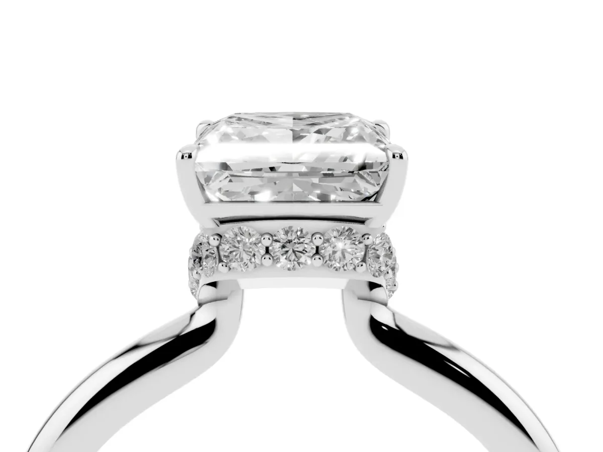 Princess Cut Brilliant Solitaire Engagement Ring with Six-Prong Setting and Classic Band Platinum