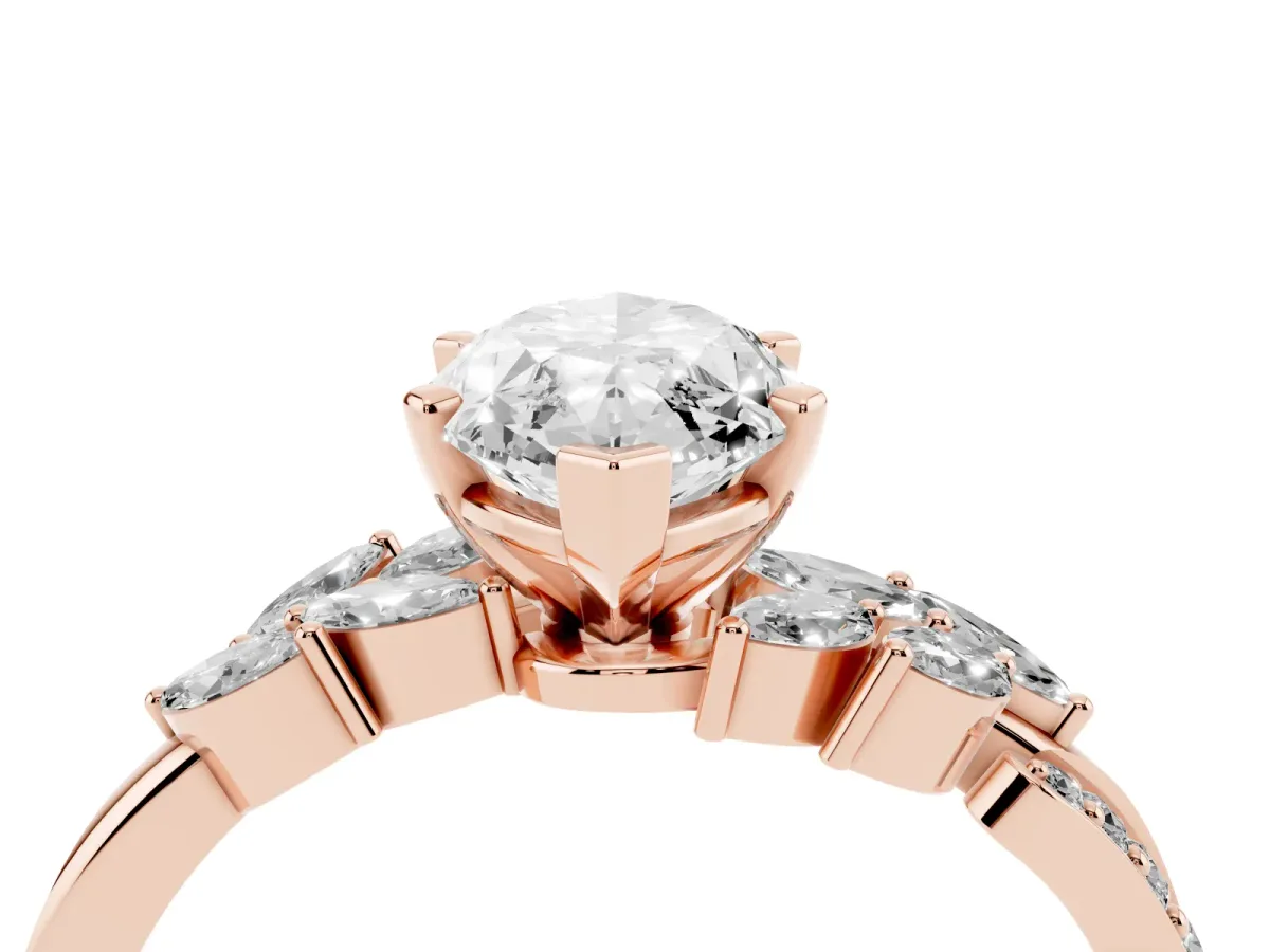 Marquise Cut Solitaire Marquise Twist Band with Six-Prong Setting Rose gold