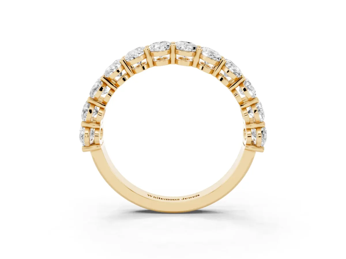 Oval Diamond Prong-Set Eternity Band Yellow gold