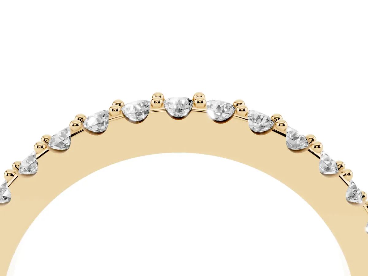 Round Diamond Pavé Set Half Eternity Band Yellow gold