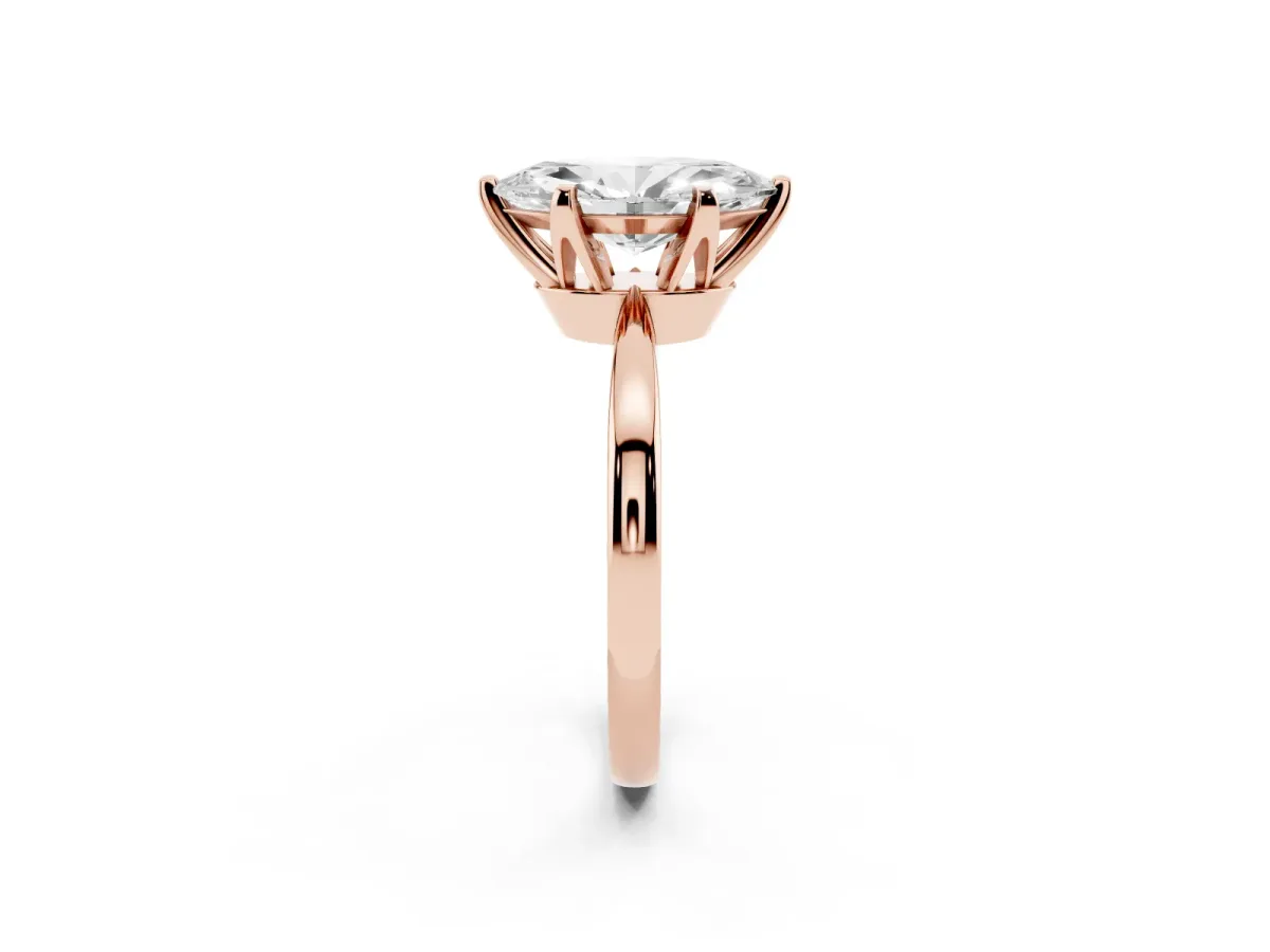 Marquise Cut Solitaire Engagement Ring with Six-Prong Setting and Tapered Band Rose gold