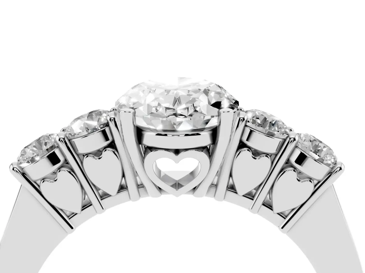 Oval Cut Cut Diamond Five-Stone Prong Set White Gold Ring White gold