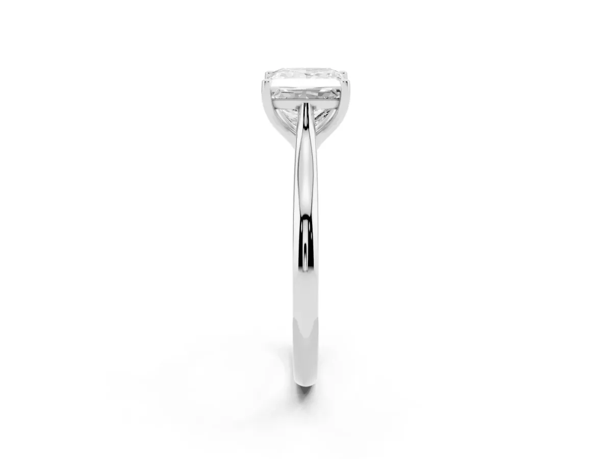 Princess Cut Cut Solitaire Ring with Cathedral Band and Four-Prong Setting Silver