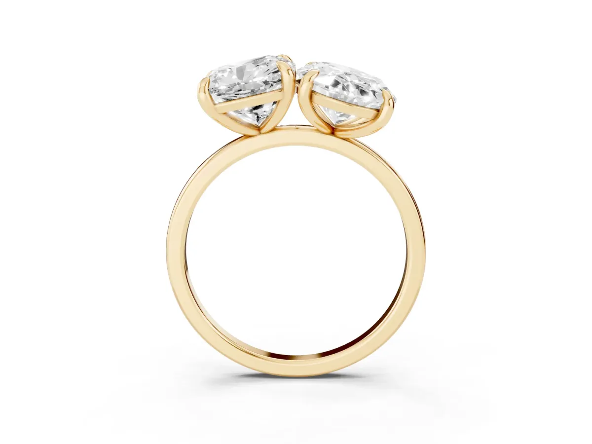 Oval and Cushion Toi Moi Ring with Prong Setting and Plain Band Yellow gold