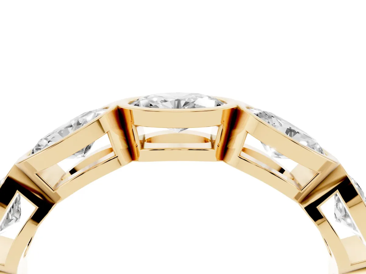 Oval Diamond Bezel Set Eternity Wedding Band Yellow gold