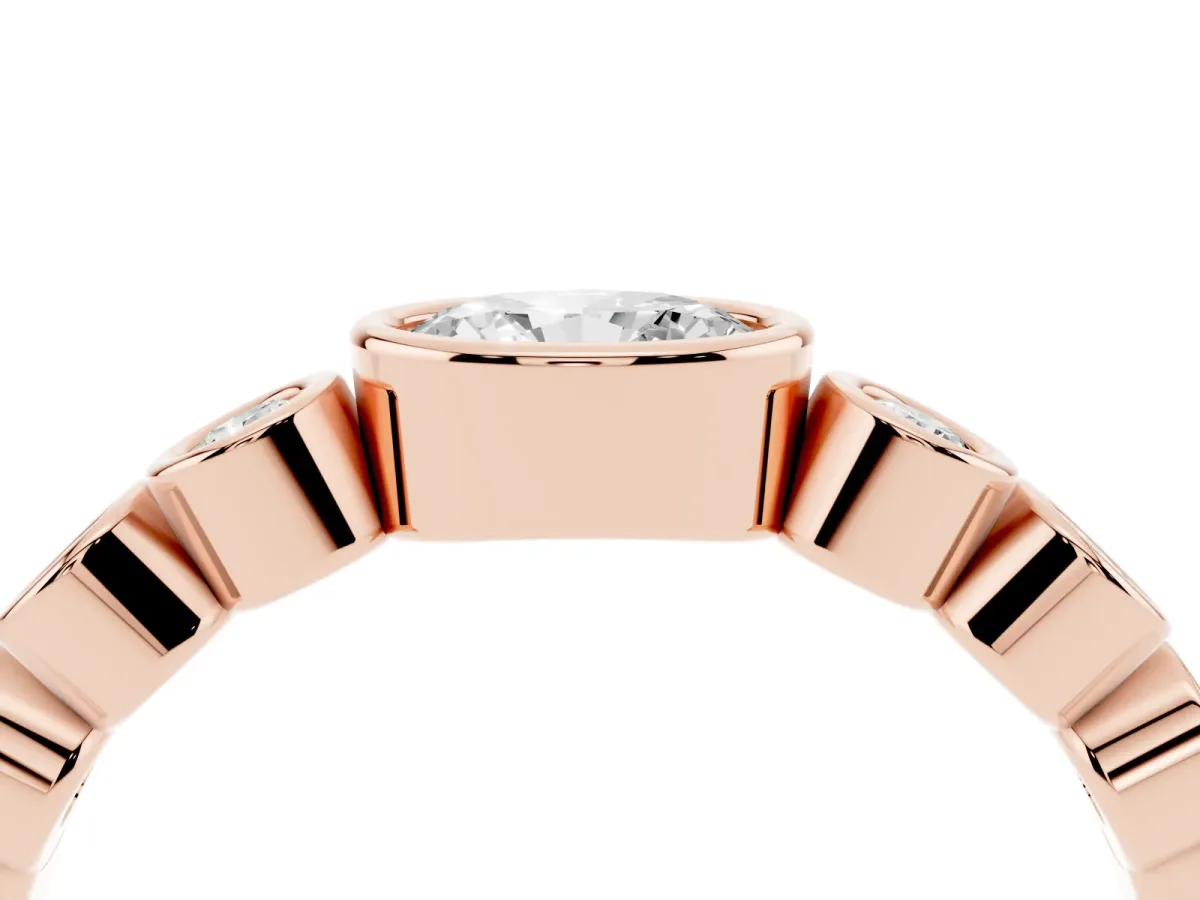 Bezel Set Oval Diamond Half Eternity Band Rose gold