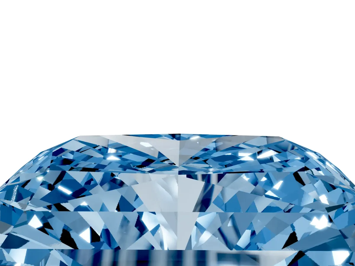 Fancy Blue Radiant Cut Cut Pave Band Milgrain Solitaire Ring Rose gold