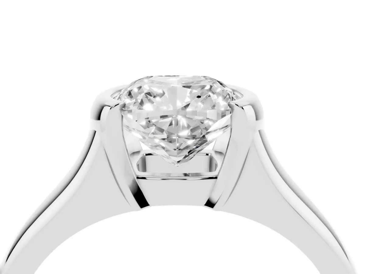 Cushion Cut Solitaire Tension Set Diamond Ring with Split Shank Band White gold