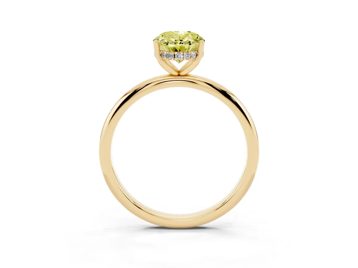 Fancy Yellow Oval Cut Cut Solitaire Engagement Ring with Four-Prong Setting and Classic Band Yellow gold