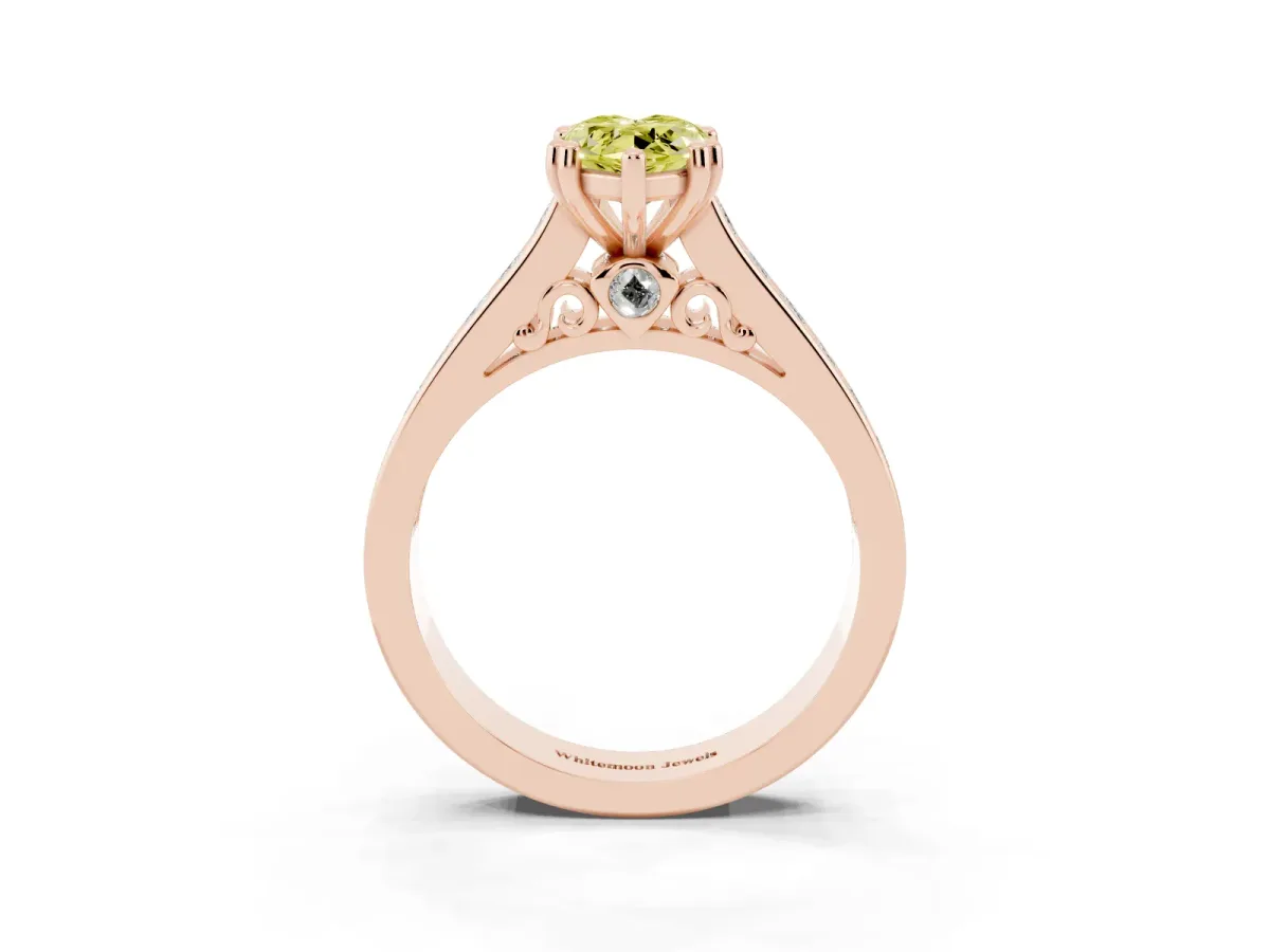 Fancy Yellow Marquise Cut Cut Channel Set Solitaire Engagement Ring with Prong Setting Rose gold