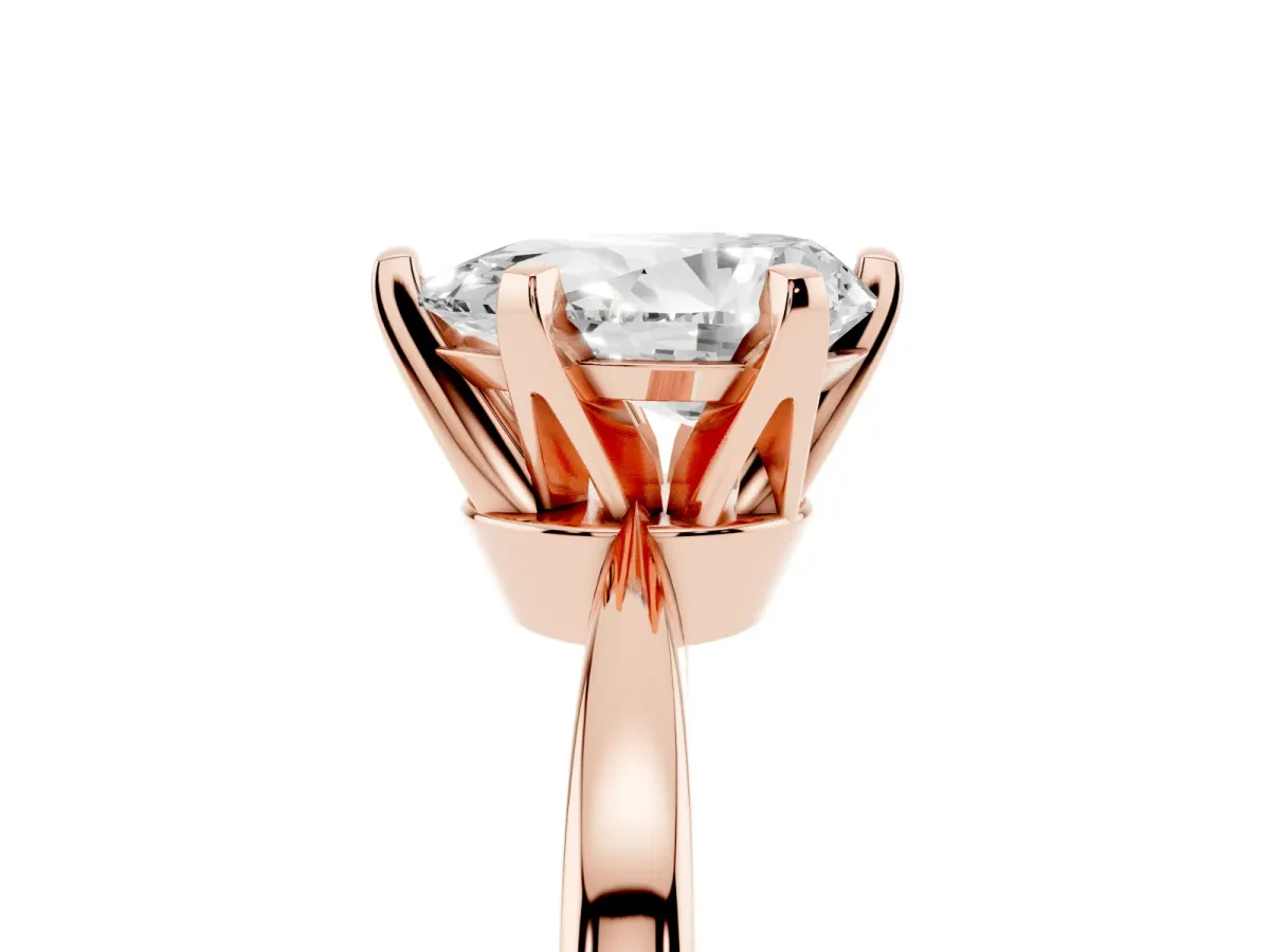 Pear Cut Solitaire Engagement Ring with Six-Prong Setting and Tapered Band Rose gold