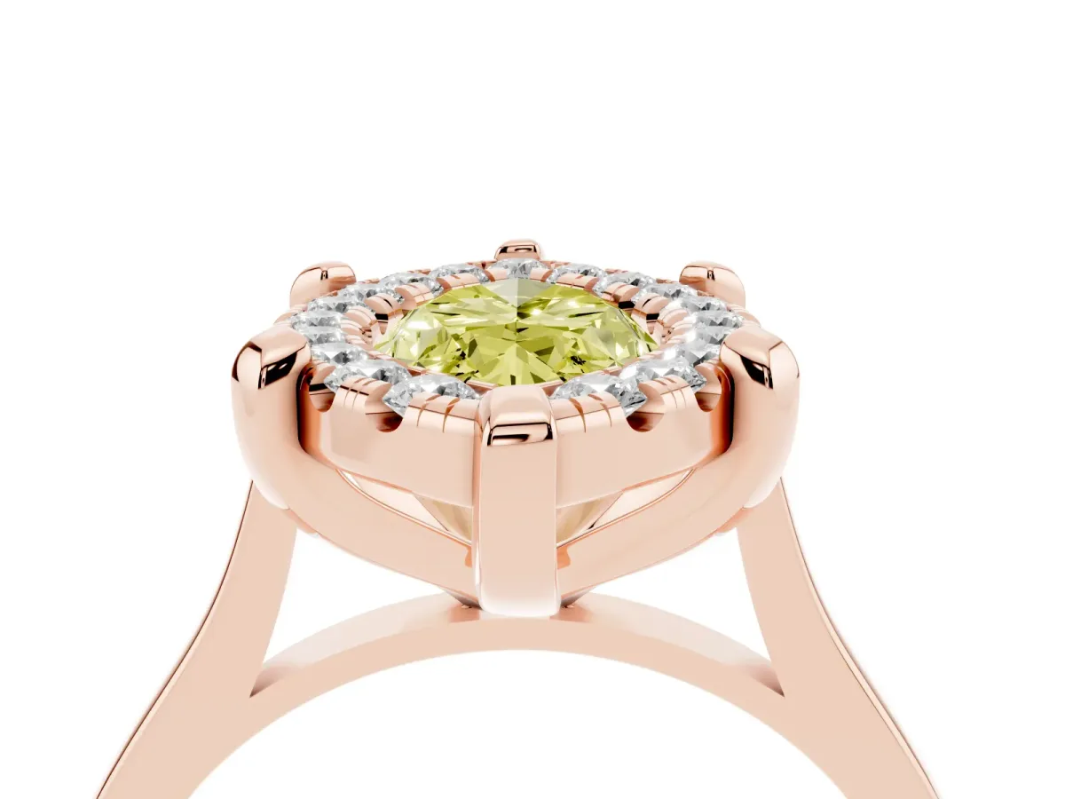 Fancy Yellow Marquise Cut Diamond Cluster Halo Solitaire with Four-Prong Setting Rose gold