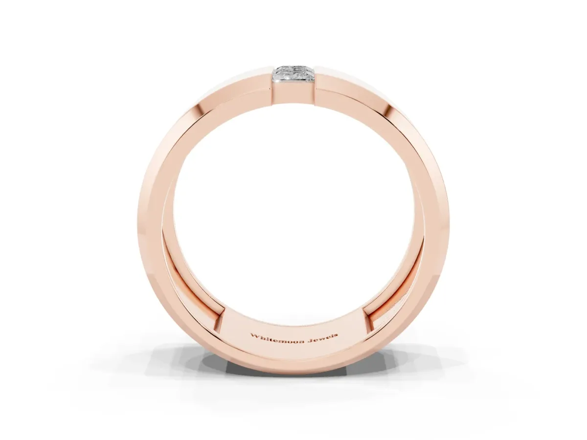 Princess Diamond Two-Stone Mens Band Rose gold