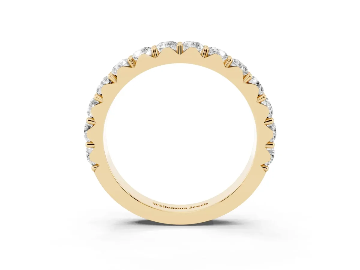 Round Diamond Half Eternity Band with Classic Prong Setting Yellow gold