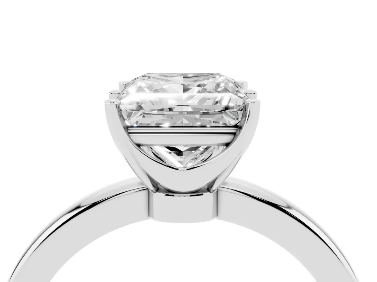 Princess Cut Solitaire Diamond Ring with Six-Prong Setting on a Classic Band Platinum