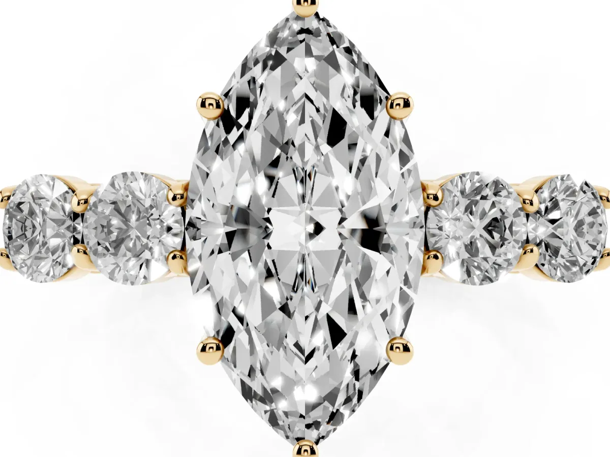 Marquise Cut Cut Diamond Five-Stone Prong Set White Gold Ring Yellow gold
