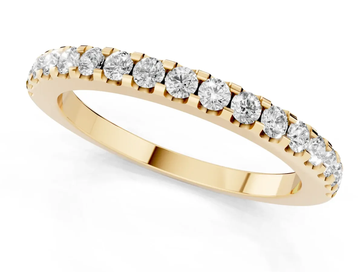 Round Diamond Pavé Eternity Band with Micro Prong Setting Yellow gold