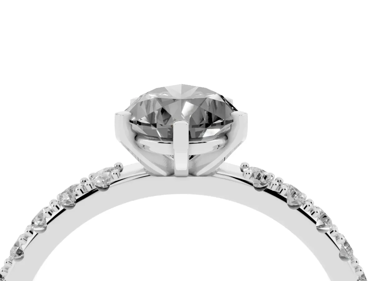 Fancy Black Pear Cut Diamond Solitaire Pavé Band with Four-Prong Setting Silver