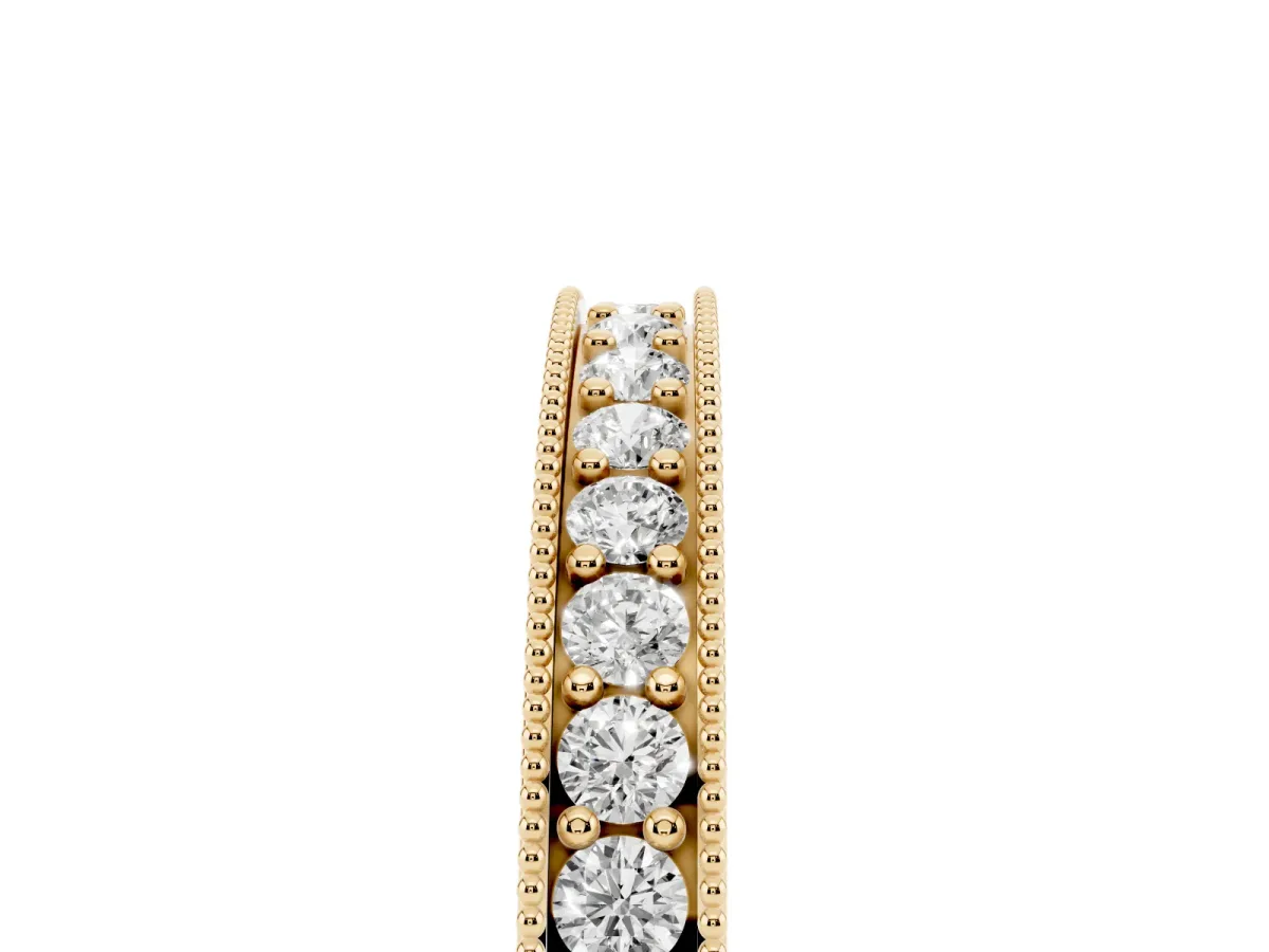 Round Diamond Milgrain Pavé Eternity Band Yellow gold
