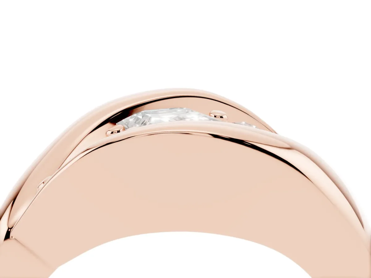 Channel Set Emerald Cut Diamond Crossover Band Rose gold
