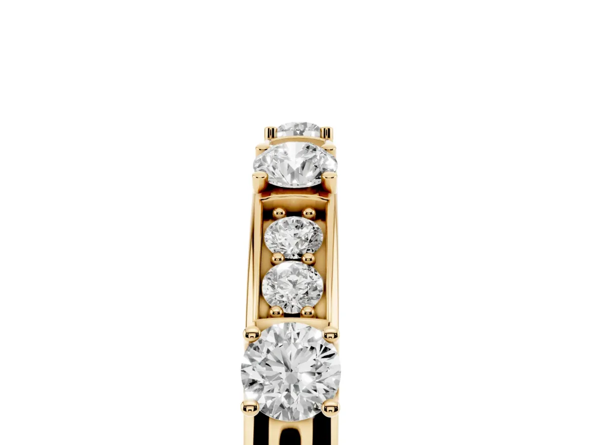 Round Diamond Channel Set Eternity Band with Prong Setting Yellow gold