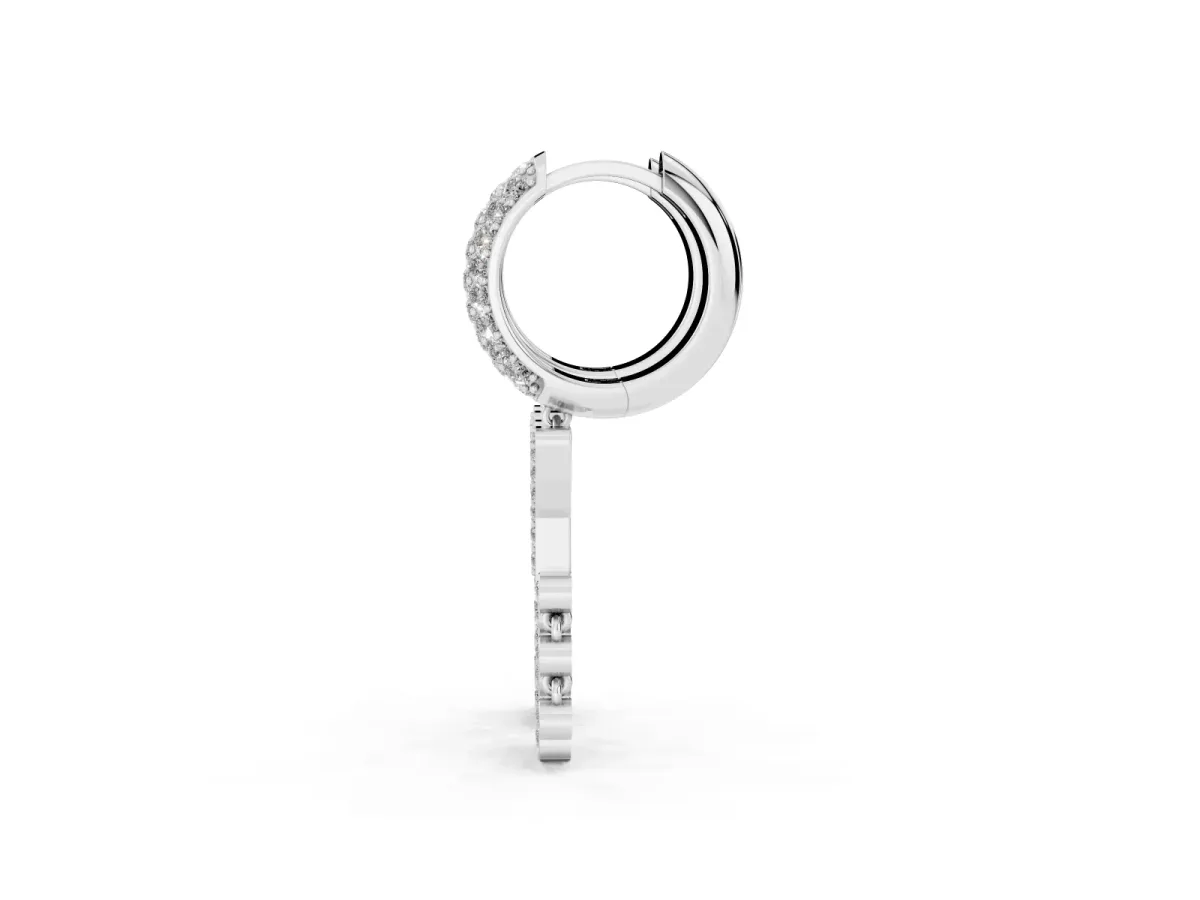 Round Diamond Initial Y Huggie Hoop Earrings Platinum