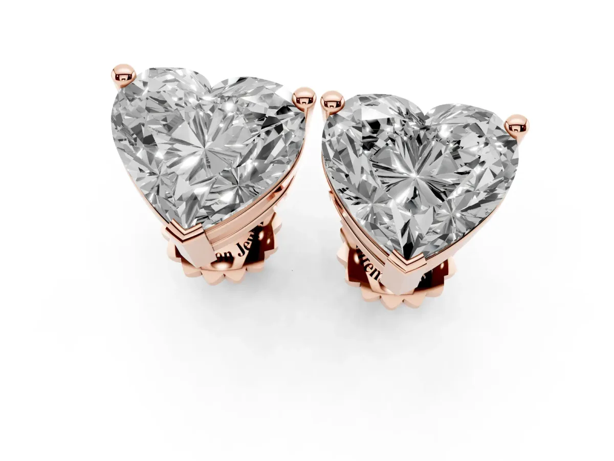 Heart Cut Diamond Stud Earrings Rose gold