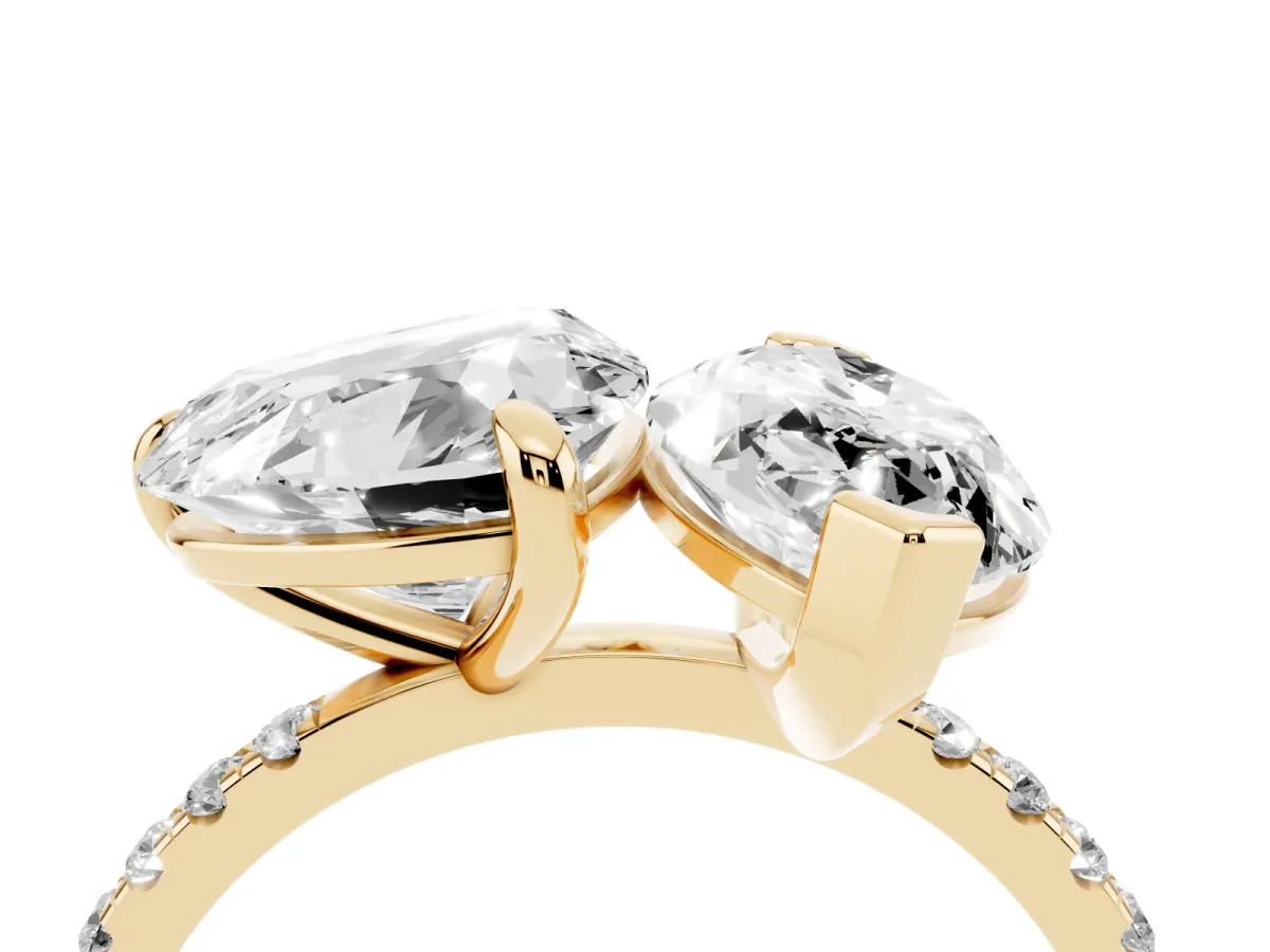 Heart and Marquise Toi Moi Ring with Prong Setting and Pave Band Yellow gold