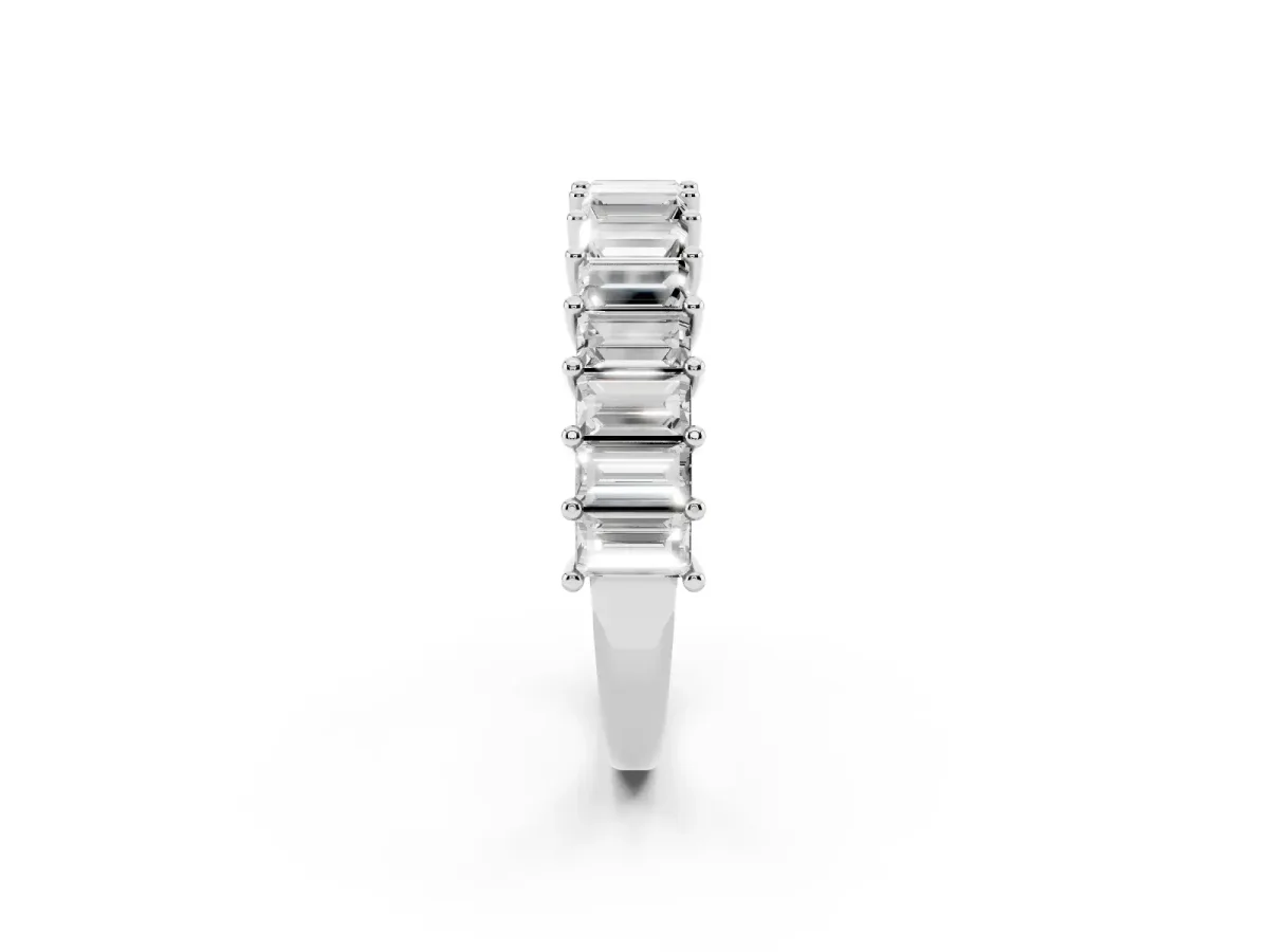 Baguette Cut Half Eternity Band with Shared Prong Setting Platinum