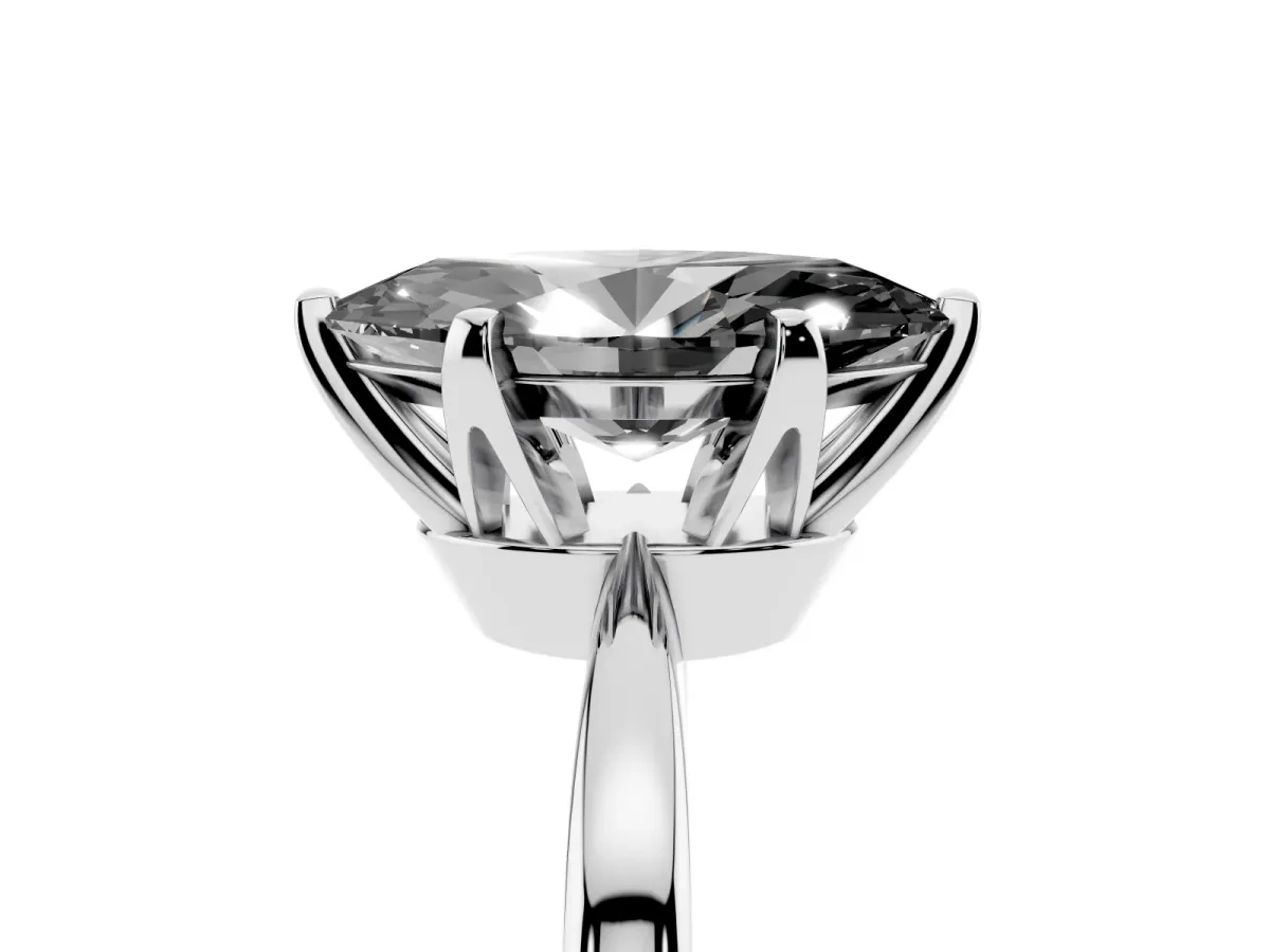Fancy Black Marquise Cut Solitaire Engagement Ring with Six-Prong Setting and Tapered Band Platinum