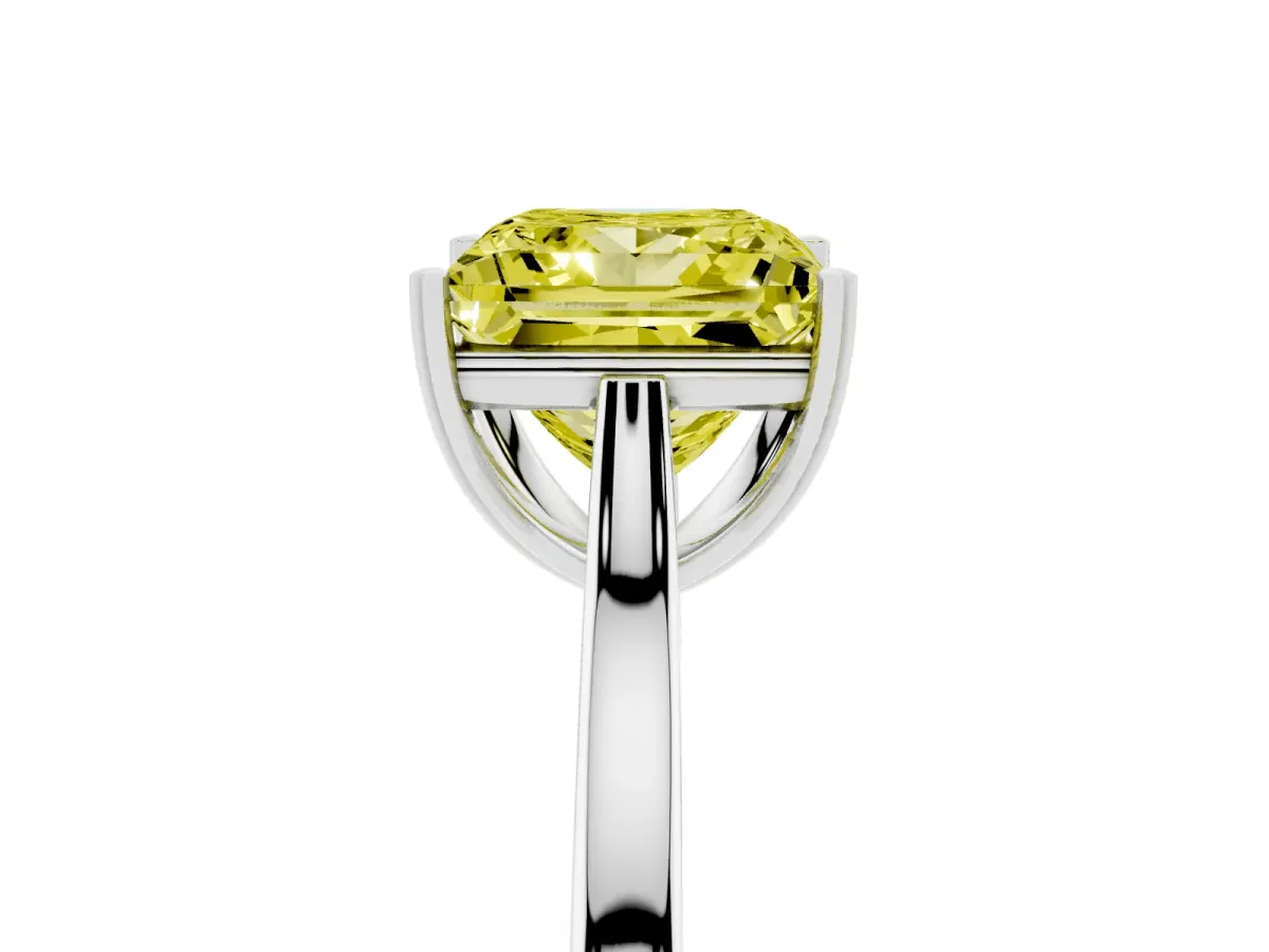 Fancy Yellow Princess Cut Solitaire Heart Prong Engagement Ring with Tapered Band Platinum