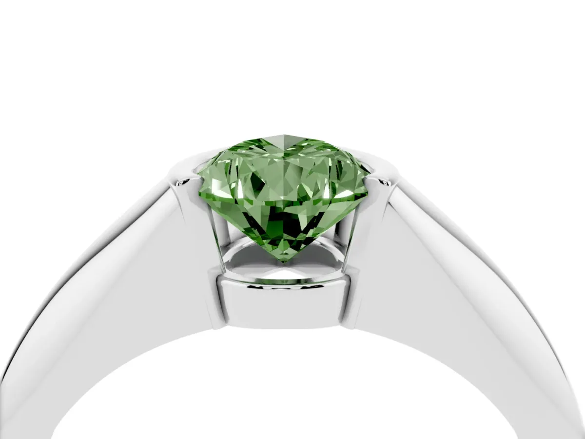 Fancy Green Pear Cut Solitaire Tension Set Diamond Ring Silver