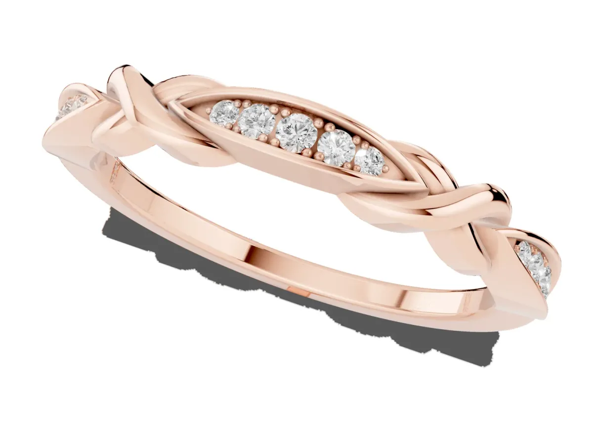 Twisted Marquise Diamond Pavé Band with Shared Prong Setting Rose gold