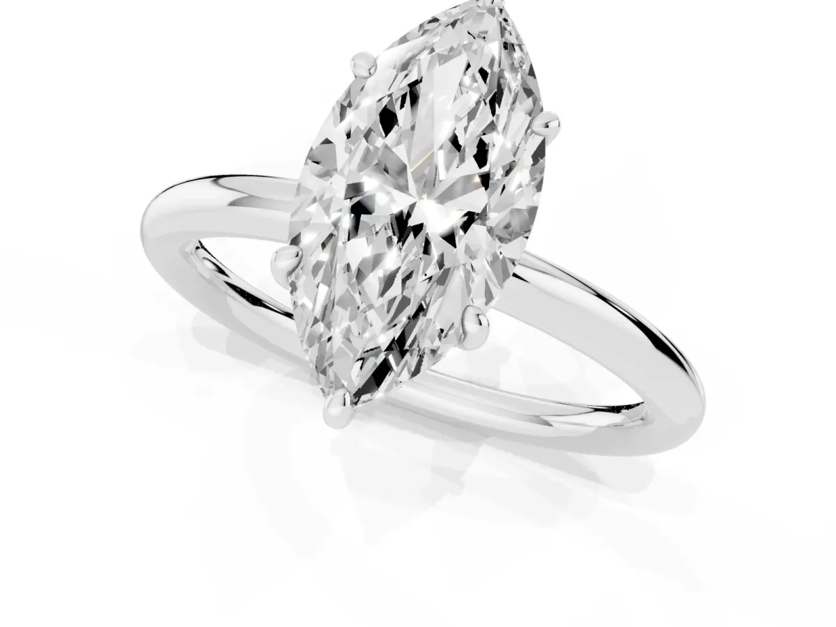 Oval Cut Solitaire Diamond Ring with Four-Prong Setting on a Plain Band Platinum