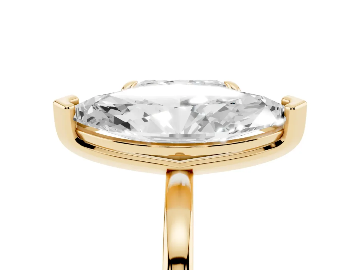 Radiant and Marquise Toi Moi Ring with Prong Setting and Plain Band Yellow gold