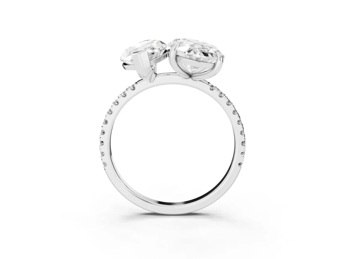 Oval and Marquise Toi Moi Ring with Prong Setting and Pave Band Platinum