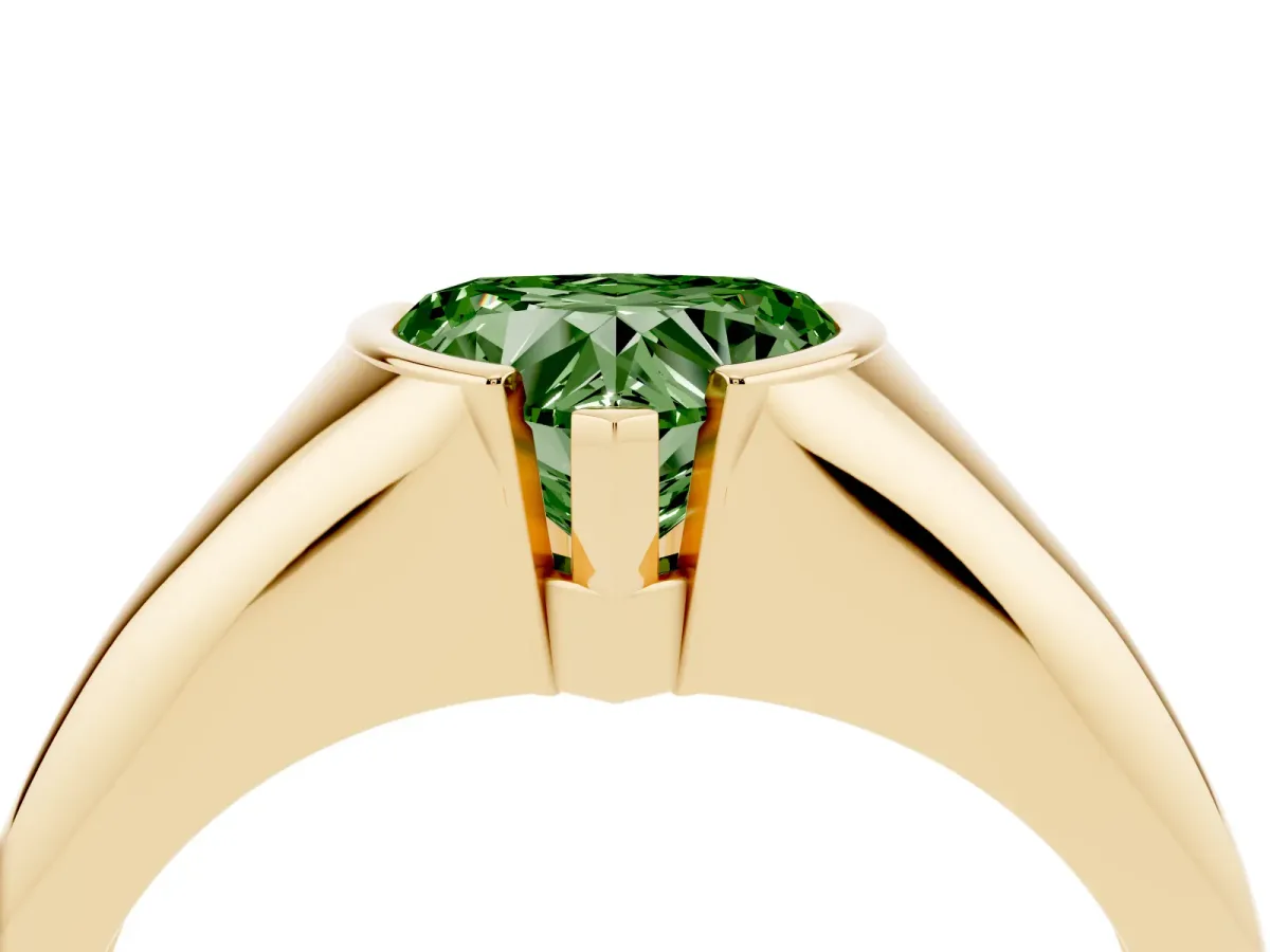 Fancy Green Heart Cut Solitaire Tension Set Diamond Ring Yellow gold