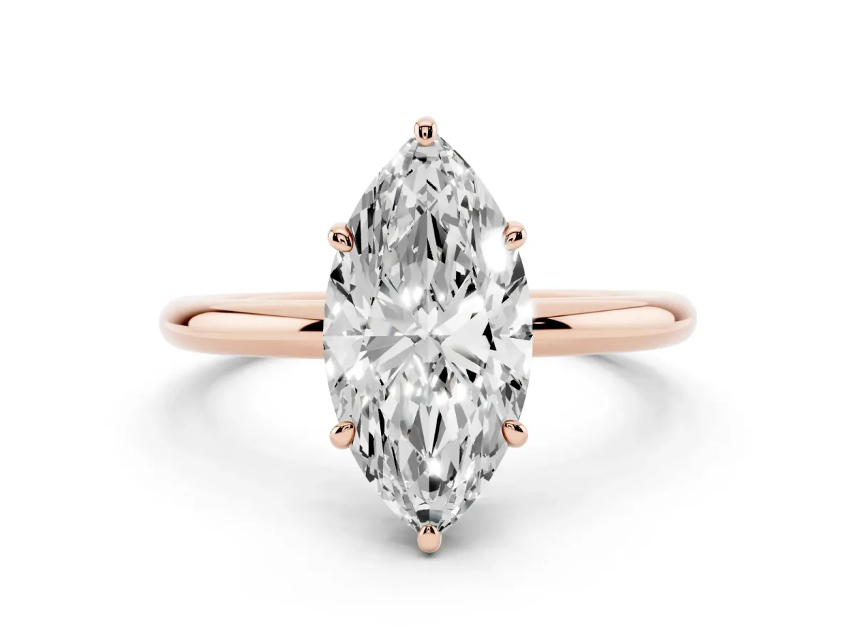 Oval Cut Solitaire Diamond Ring with Four-Prong Setting on a Plain Band Rose gold