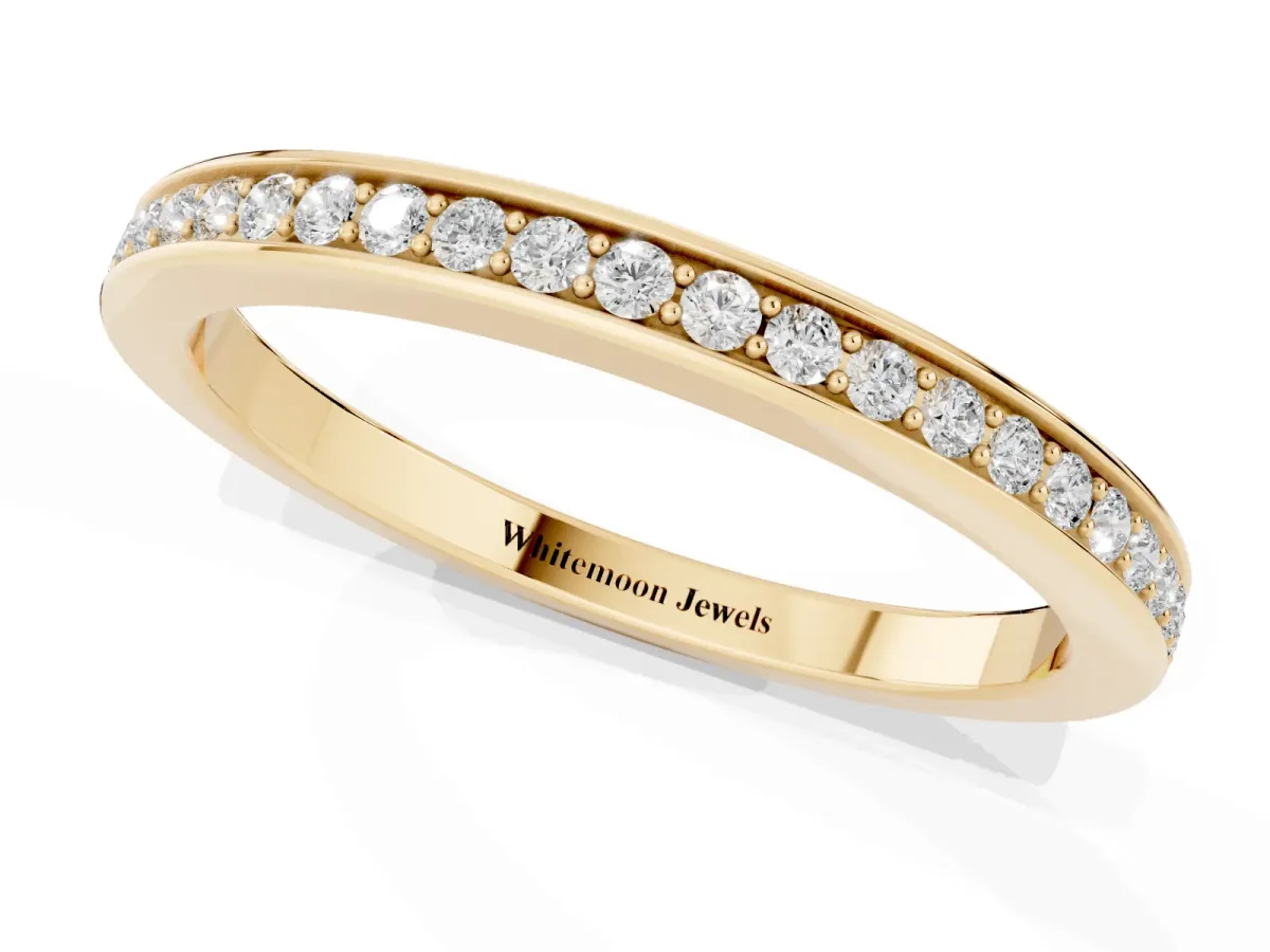 Round Diamond Pavé Set Eternity Band with Channel Setting Yellow gold