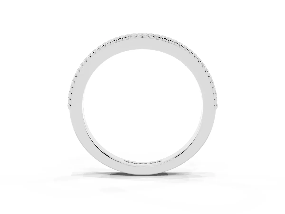 Milgrain Twist Contour Wedding Band White gold