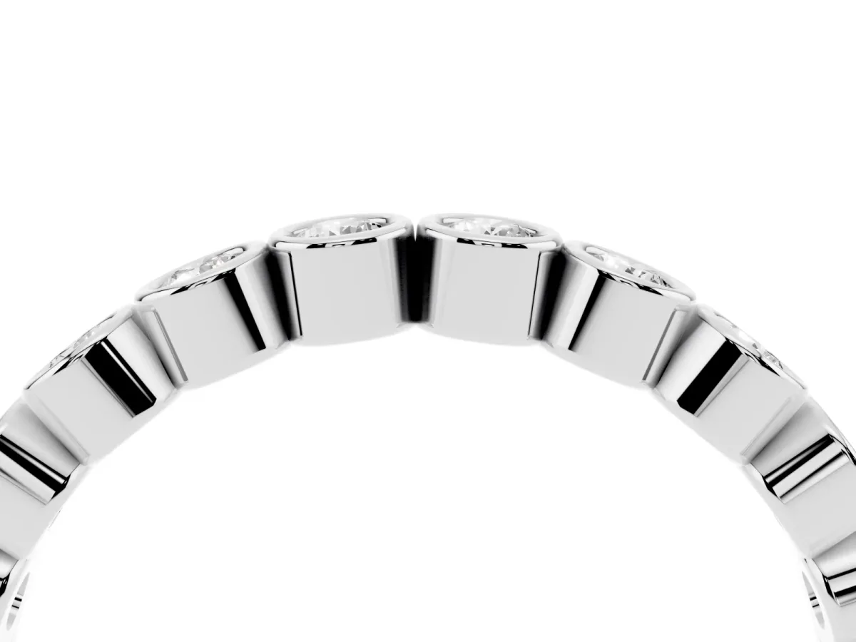 Bezel Set Round Diamond Eternity Band Silver