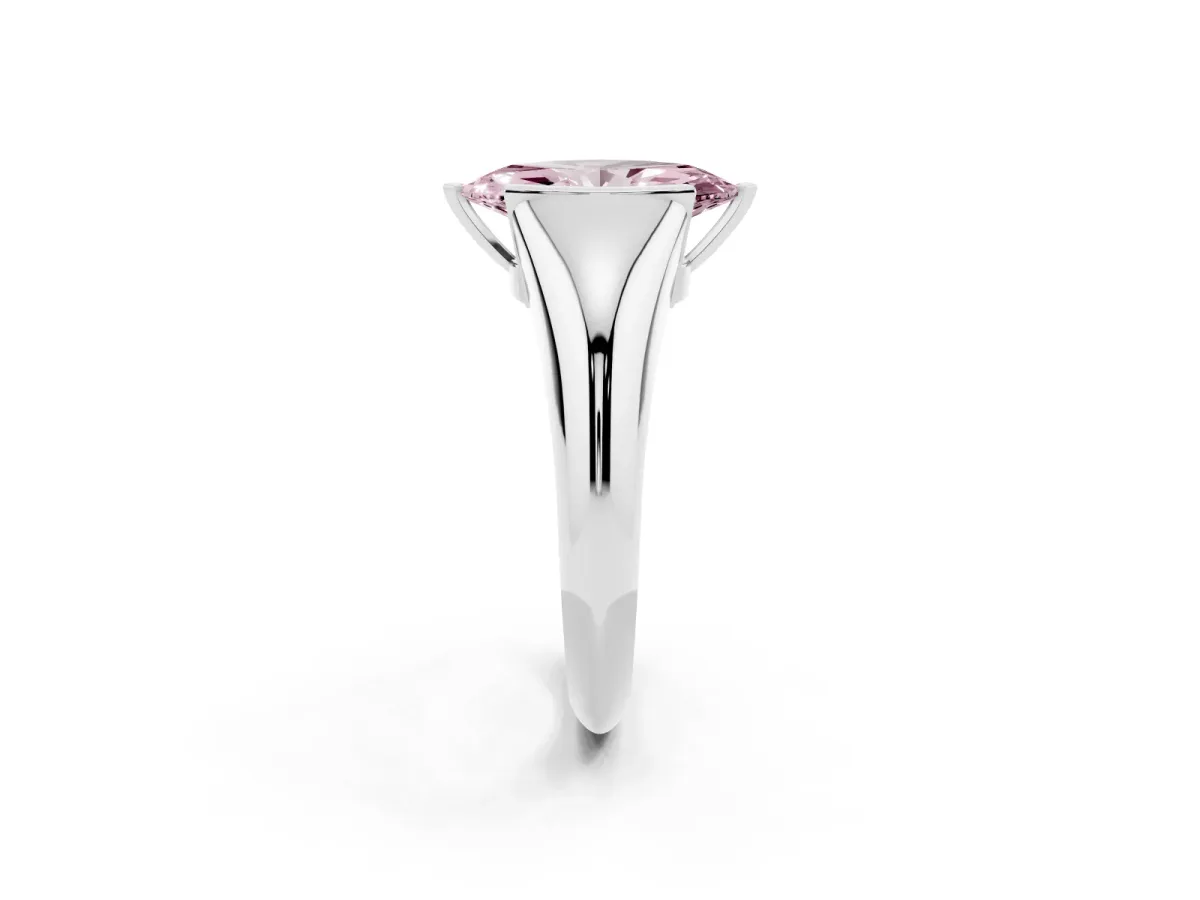 Fancy Pink Marquise Cut Solitaire Tension Set Diamond Ring Silver