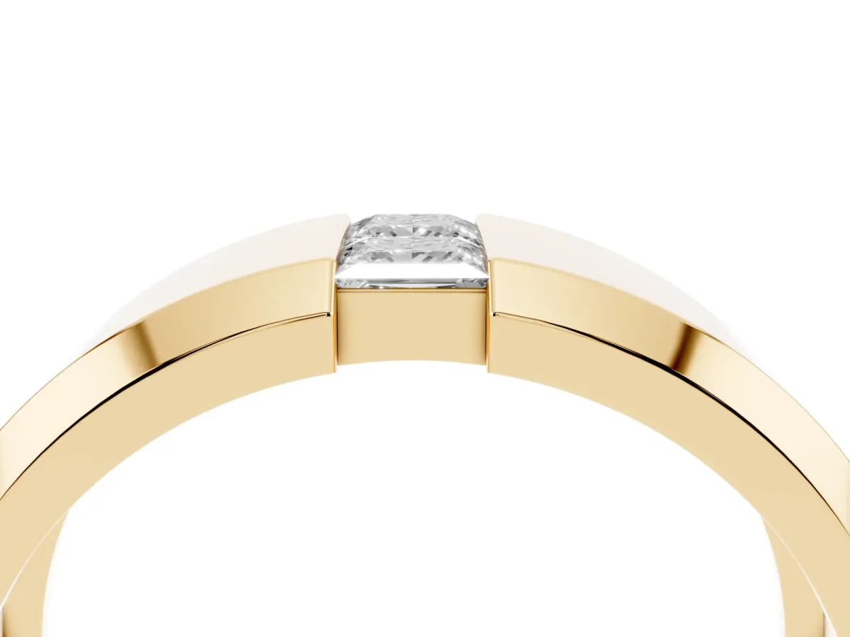 Princess Diamond Two-Stone Mens Band Yellow gold