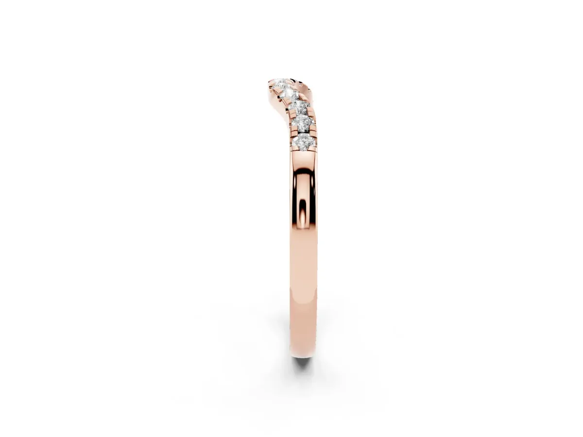 Round Diamond Curved Pavé Wedding Band Rose gold