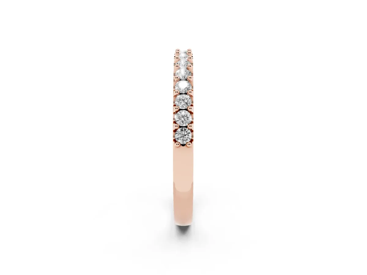 Round Diamond Pavé Set Half Eternity Band Rose gold