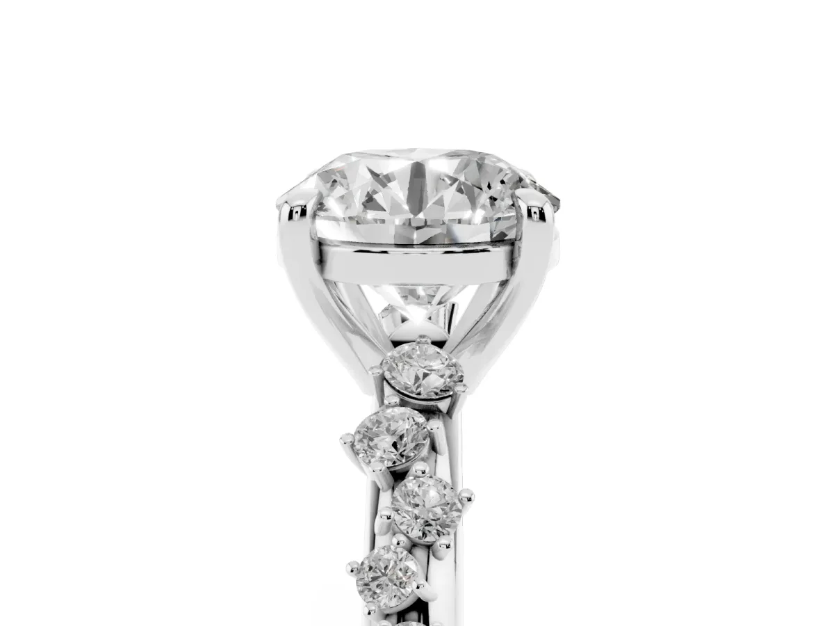 Round Cut Cut Diamond Vine Band with Four-Prong Setting Silver