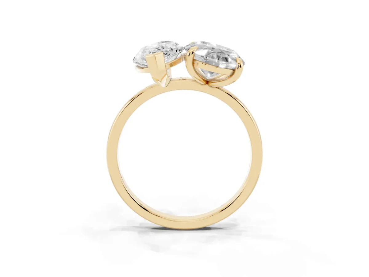 Oval and Marquise Toi Moi Ring with Prong Setting and Plain Band Yellow gold