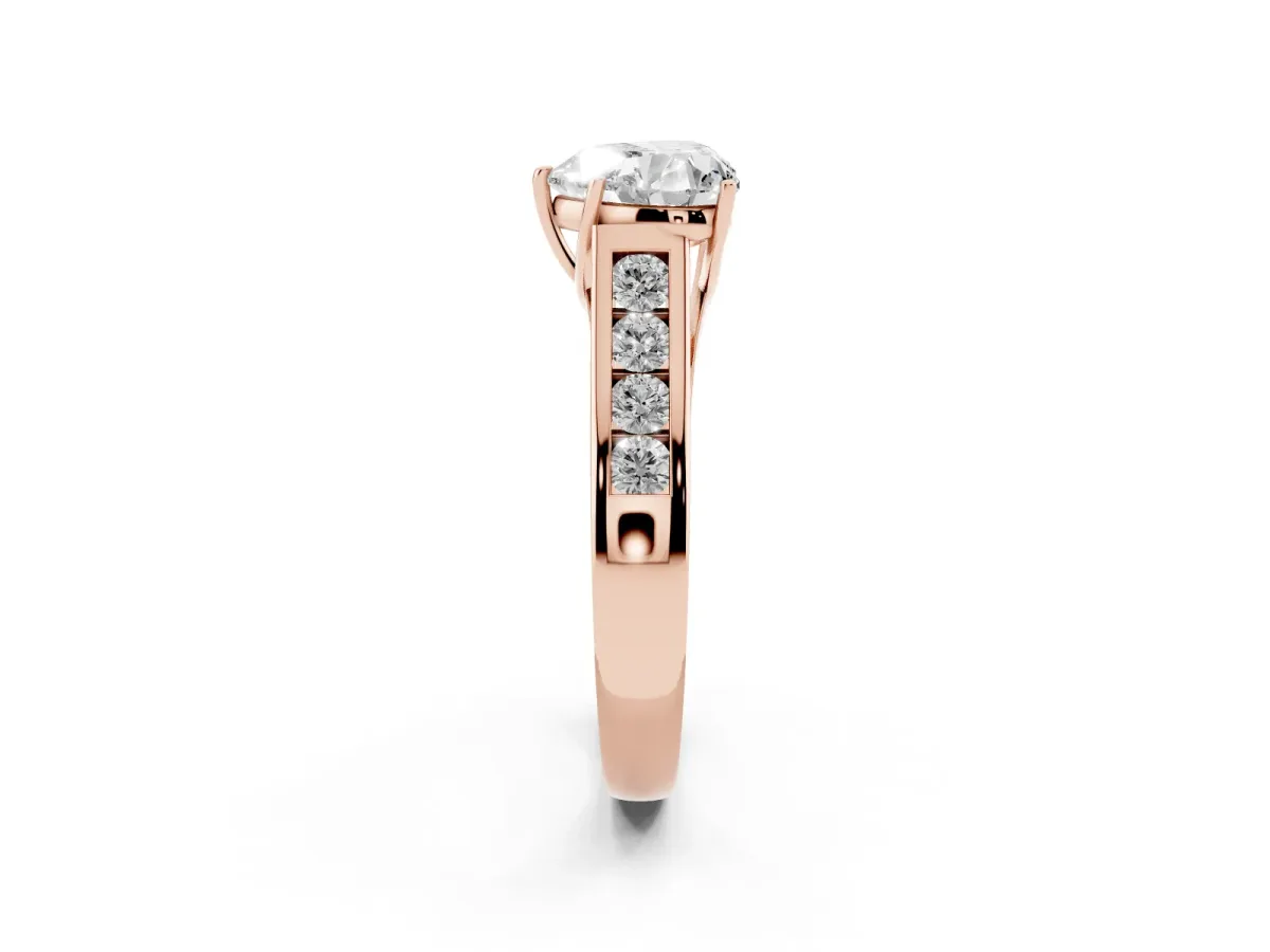 Heart Cut Solitaire Channel-Set Diamond Engagement Ring with Four-Prong Setting Rose gold