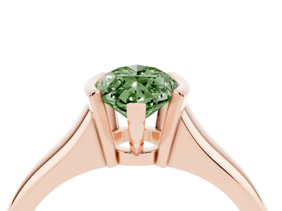 Fancy Green Marquise Cut Solitaire Tension Set Diamond Ring with Split Shank Band Rose gold